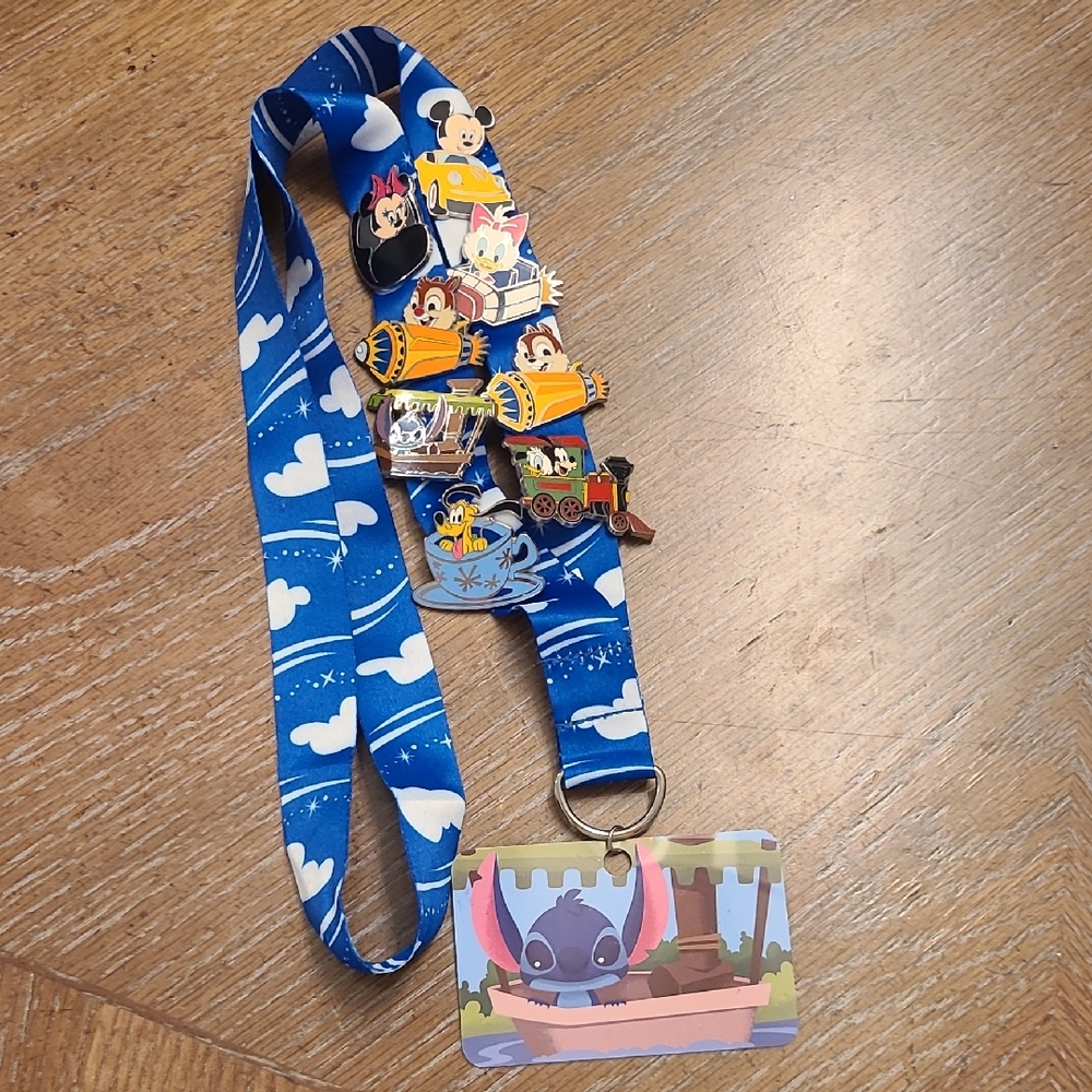 Disney Blue Lanyard with Cartoon Pins